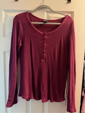 Lucky Brand Raspberry Pink Long Sleeve Henley